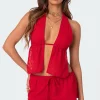 Cayenne Eyelet Split Front Top