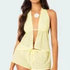 Cayenne Eyelet Split Front Top