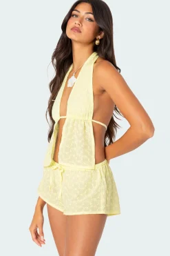 Cayenne Eyelet Split Front Top