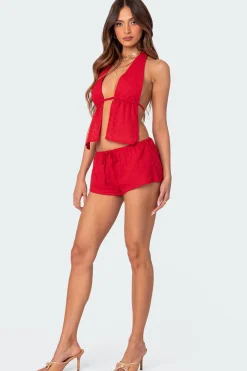 Cayenne Eyelet Split Front Top