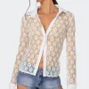 Cecilia Sheer Lace Button Up Shirt