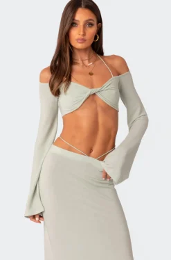Celeste Off Shoulder Twist Crop Top