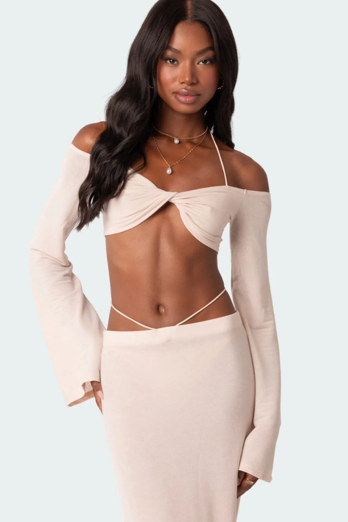 Celeste Off Shoulder Twist Crop Top
