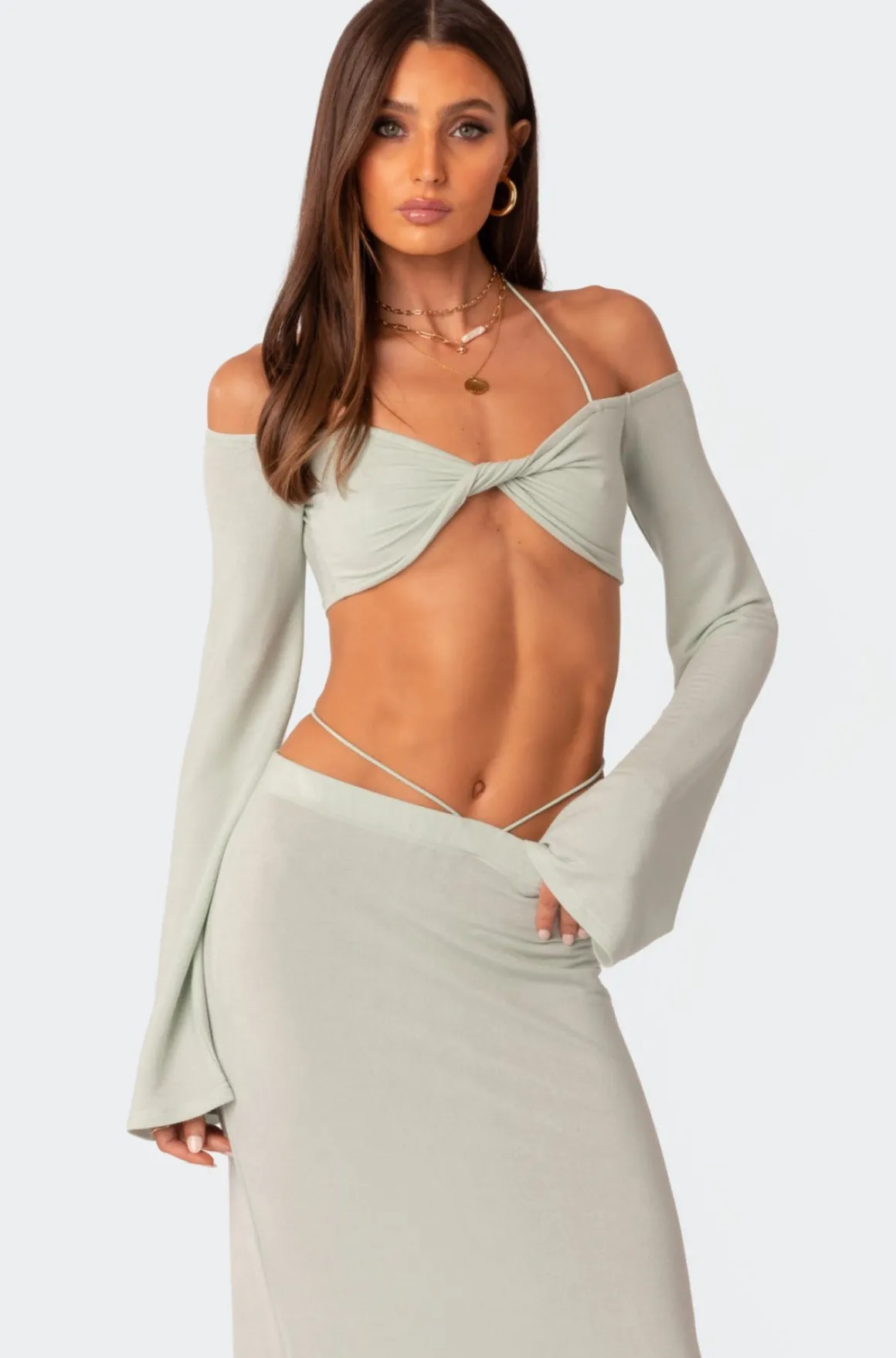 Celeste Off Shoulder Twist Crop Top