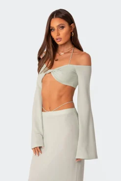 Celeste Off Shoulder Twist Crop Top
