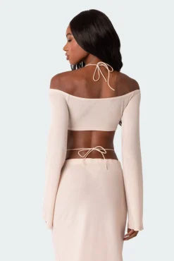 Celeste Off Shoulder Twist Crop Top