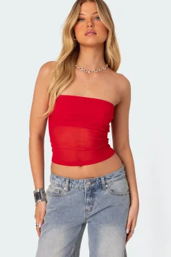 Celestia Sheer Mesh Tube Top
