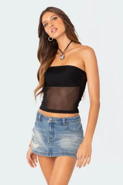 Celestia Sheer Mesh Tube Top