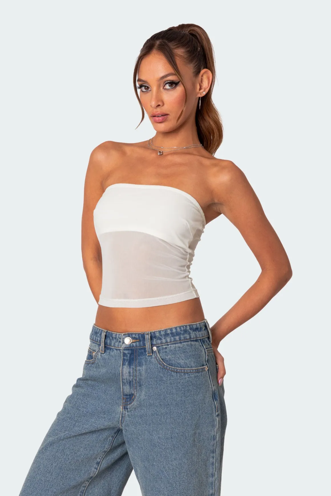 Celestia Sheer Mesh Tube Top