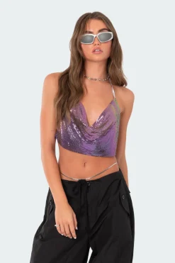 Chain Mail Open Back Crop Top