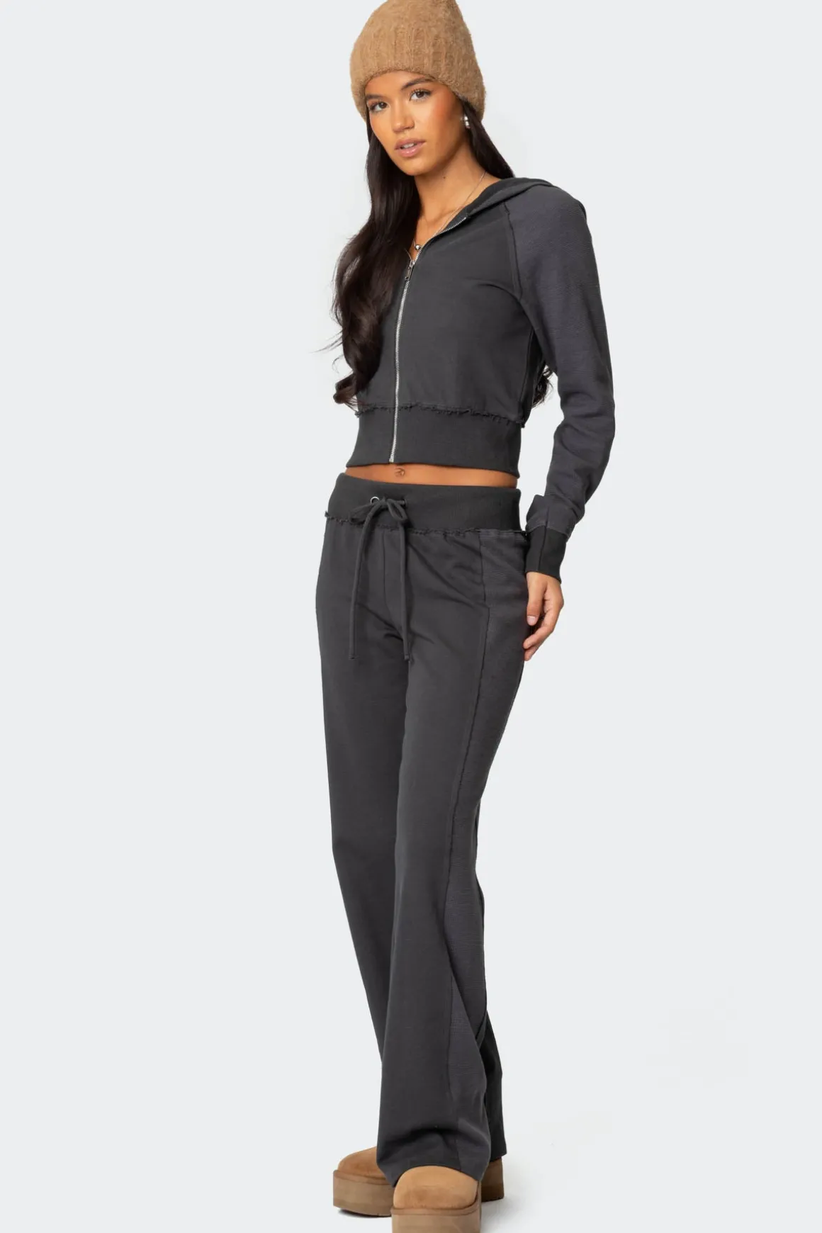 Chandler Waffle Hooded Cardigan