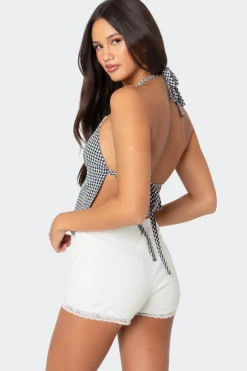 Charmaine Open Back Gingham Top