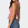 Charmaine Open Back Gingham Top