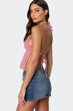 Charmaine Open Back Gingham Top