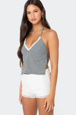 Charmaine Open Back Gingham Top