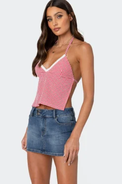 Charmaine Open Back Gingham Top