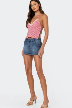 Charmaine Open Back Gingham Top