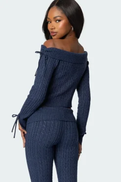 Chase Fold Over Cable Knit Top