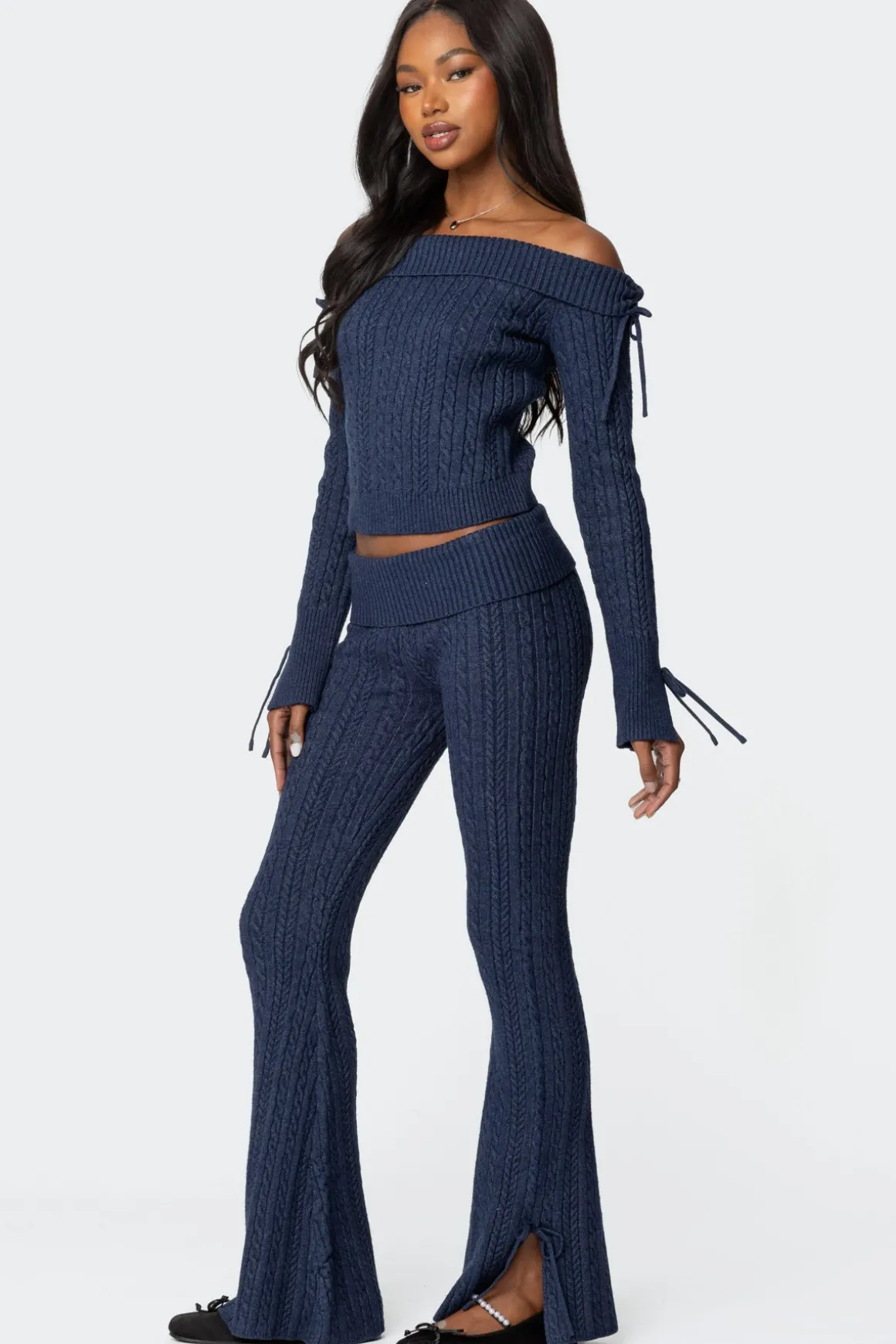 Chase Fold Over Cable Knit Pants