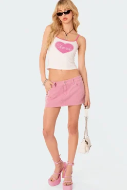 Cheeky Low Rise Denim Micro Skirt