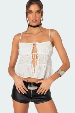 Chelsea Tie Front Eyelet Tank Top