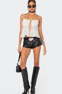Chelsea Tie Front Eyelet Tank Top