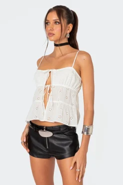 Chelsea Tie Front Eyelet Tank Top