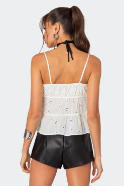 Chelsea Tie Front Eyelet Tank Top
