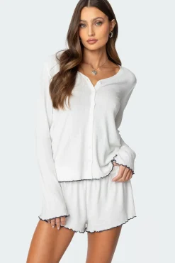 Chelsey Button Up Pointelle Top