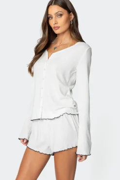 Chelsey Button Up Pointelle Top