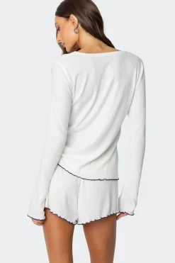 Chelsey Button Up Pointelle Top