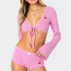 Cherrie Tie Front Pointelle Top
