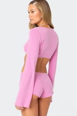 Cherrie Tie Front Pointelle Top