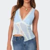 Chiffon & Lace Sheer Asymmetric Top