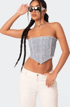 Cici Distressed Denim Corset