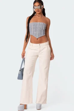 Cici Distressed Denim Corset