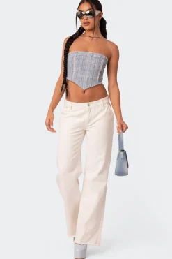 Cici Distressed Denim Corset