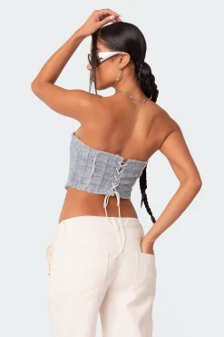 Cici Distressed Denim Corset
