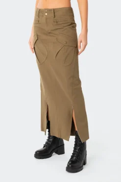 Cierra Low Rise Cargo Maxi Skirt