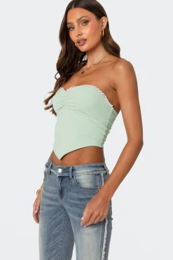 Cinched Strapless Triangle Top