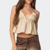 Claire Linen Look Babydoll Top