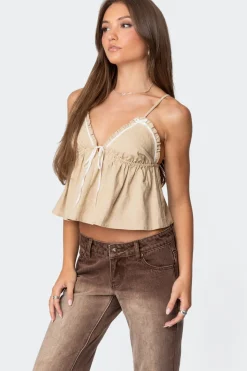 Claire Linen Look Babydoll Top