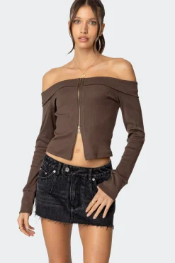 Clarissa Fold Over Ribbed Top
