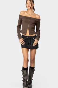 Clarissa Fold Over Ribbed Top