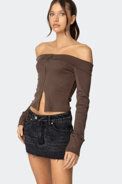 Clarissa Fold Over Ribbed Top
