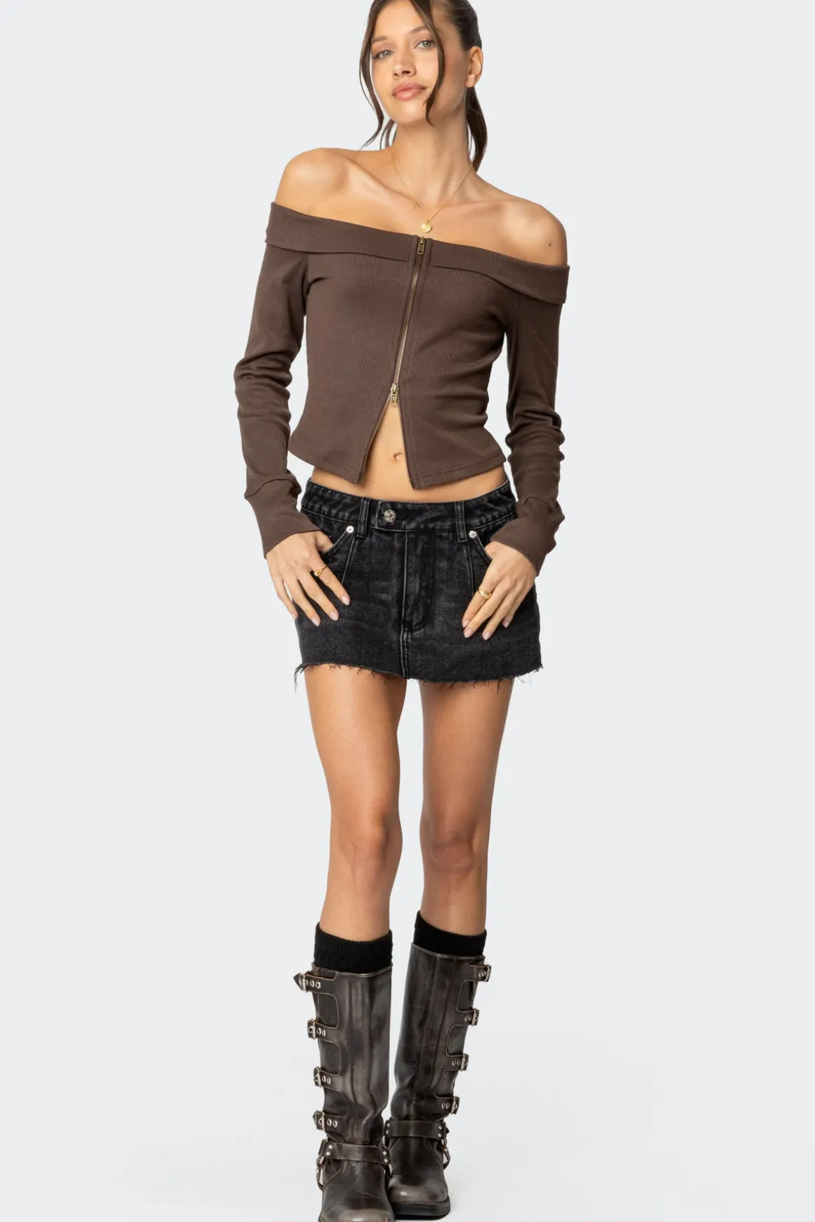 Clementine Low Rise Denim Micro Skort