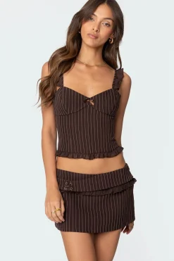 Colleen Ruffled Pinstripe Corset