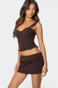 Colleen Ruffled Pinstripe Corset