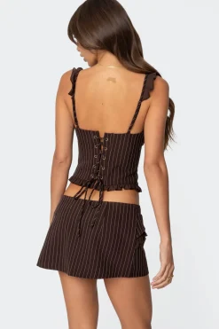 Colleen Ruffled Pinstripe Corset