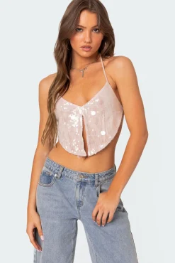 Confetti Sequin Open Back Top